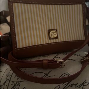 Dooney & Bourke Tan and Yellow Striped Crossbody Bag